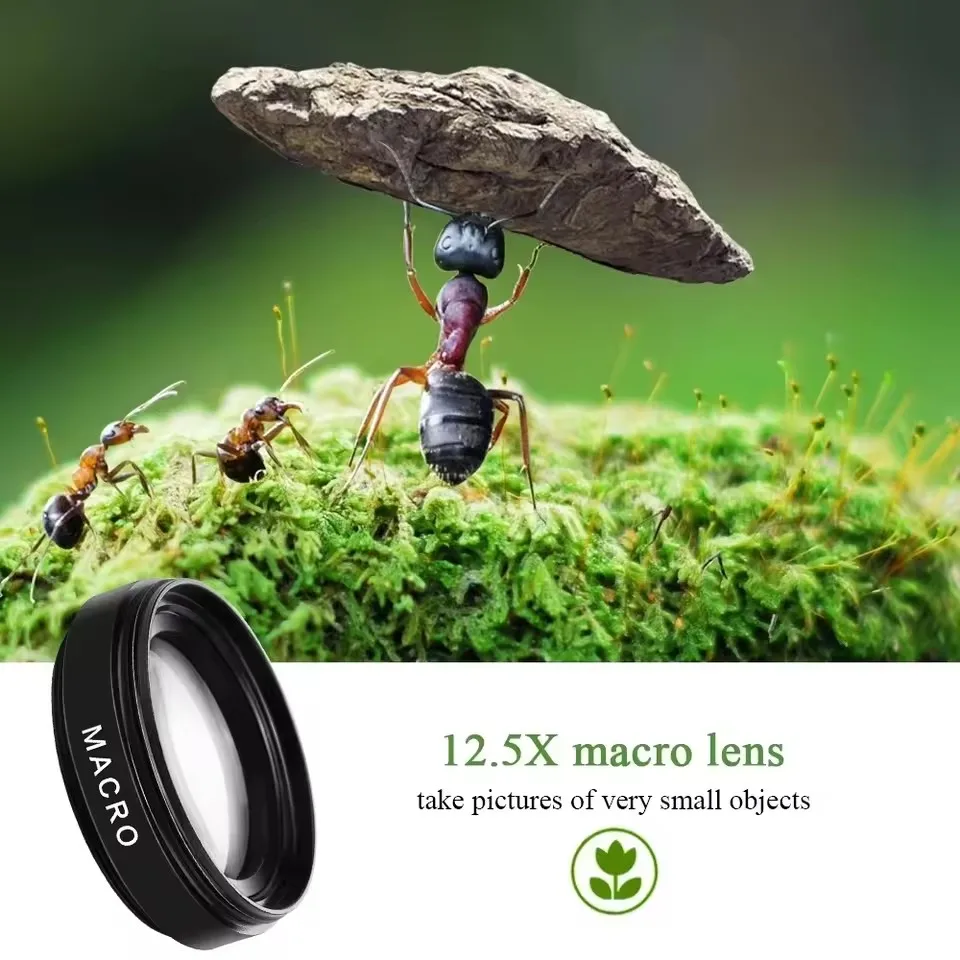 Daily Phone Camera Lens 0.45X Ultra Wide Angle + 12.5X Macro Lens Universal Clip-On Camera Lens For Most Smartphones