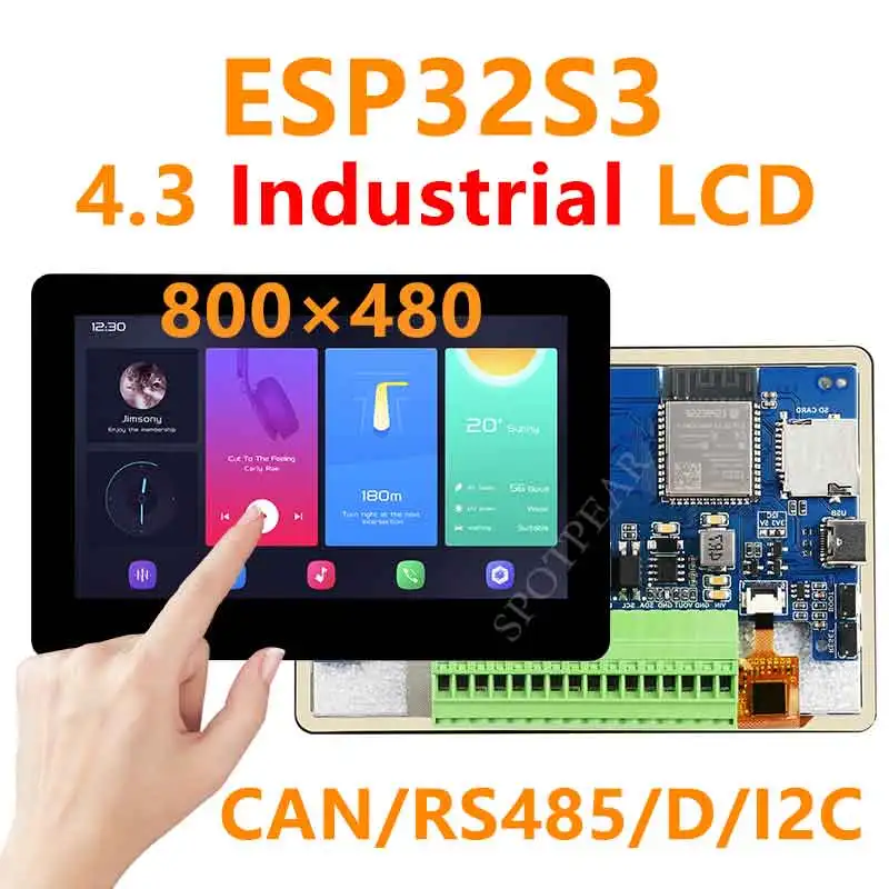 Imagem -02 - Tela de Toque Esp32 s3 Lcd b Cboard Lvgl com Sensor Pode I2c Rs485 43 800x480