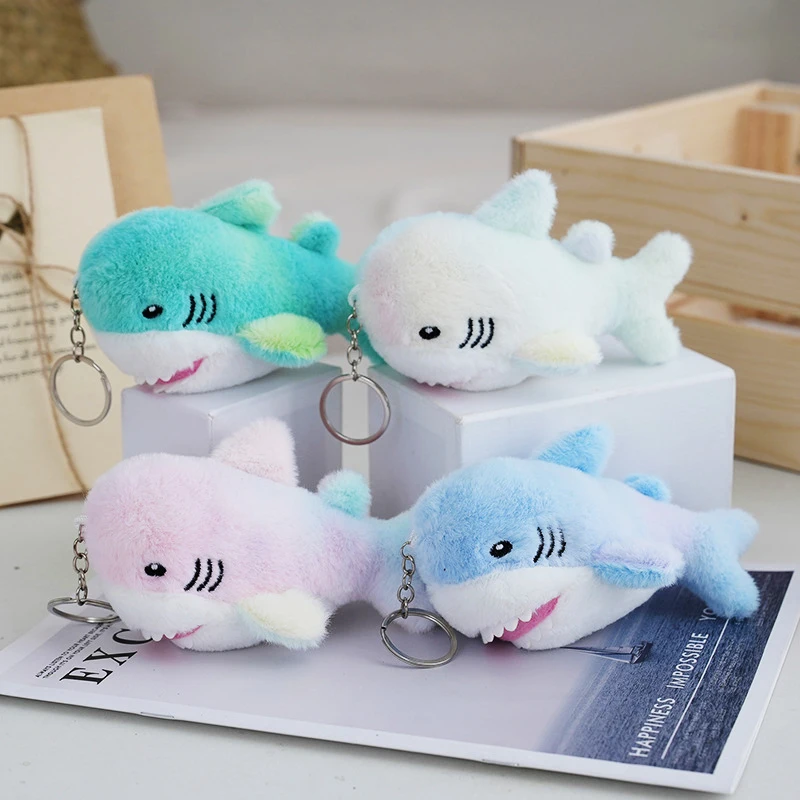 Soft Plush Cartoon Shark Keyring Creative Backpack Pendant Decoration Toys Doll Keychain Girls Birthday Gifts