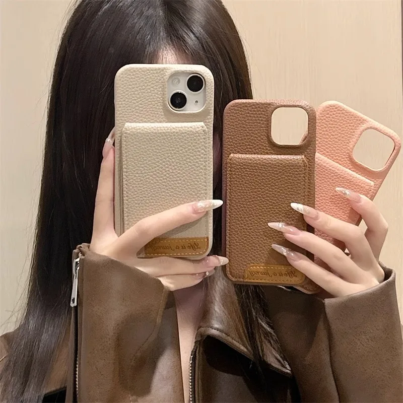 HOCE Luxury Lychee Leather Card Wallet Holder Slot Phone Case For iPhone 17 Air 16 15 13 12 11Pro Max Shockproof Anti-drop Cover