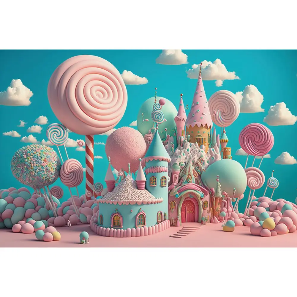 Candy Castle Background For Girls Birthday Party Photography Decoration Sweet Customized Children Party Photocall Backdrop