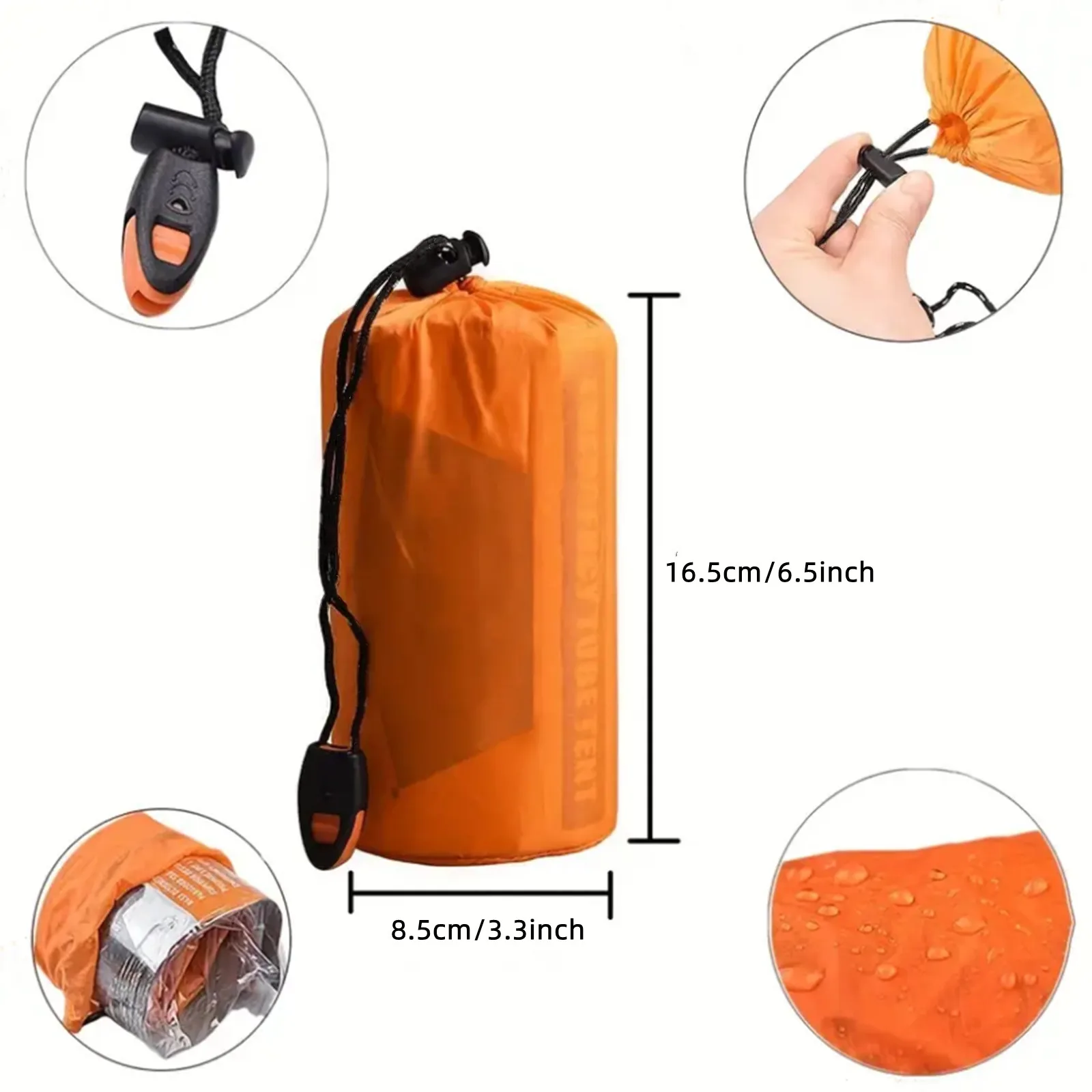 Emergency Shelter Bivy Survival Tent Kit Mylar Tube Tent Sleeping Bag Waterproof Outdoor SOS Thermal Blanket Reusable