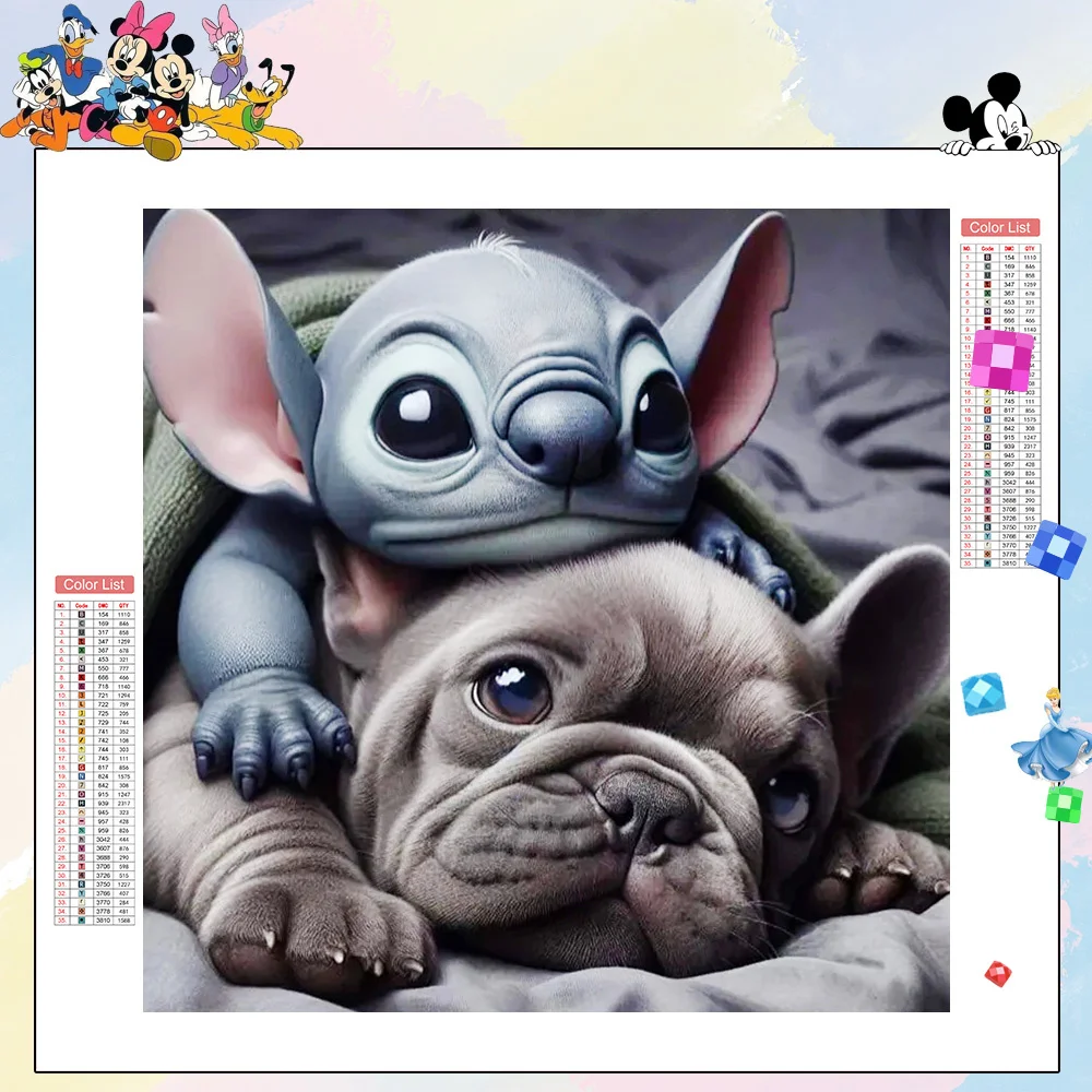 Disney 5D Diamond Mosaic Stitch Full Square Round Diamond Painting Animal Dog Picture Of Rhinestones