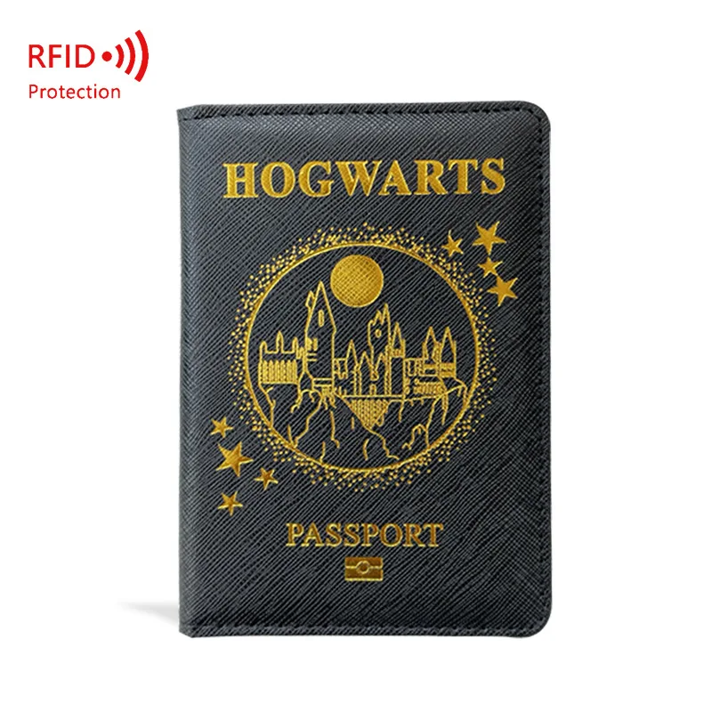 Harry Potter Pu Lederen Paspoort Reisdocument Portemonnee Kaarthouder Hogwarts Magische Schoolpatroon Beschermhoes