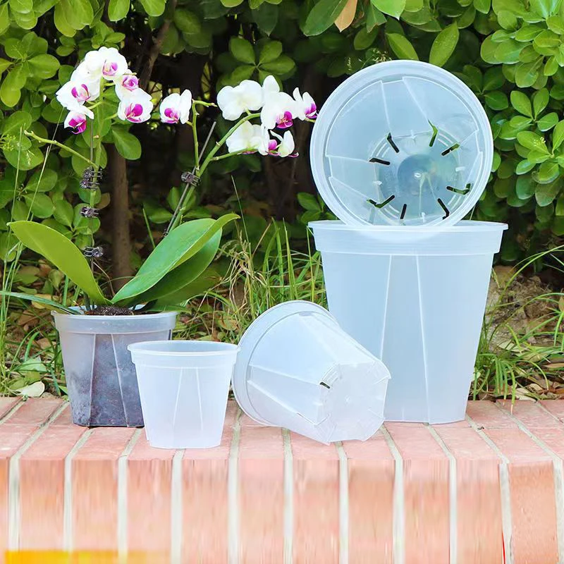 

5 шт. набор пластиковых прозрачных горшков для орхидей с отверстиями, прозрачные пластиковые корзины с отличным авиационным и дренажным горшком для орхидей