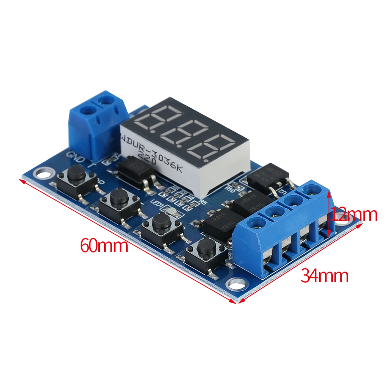 Interruptor de temporizador de retardo de ciclo de disparo DC 5V-36V, módulo de relé de encendido y apagado con pantalla LED