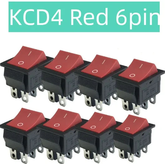 10PCS Red Light 4 Pin ON/OFF Boat Button Switch 250V 15A AC AMP 125V 20A P0.5 25*31mm Rocker Switches KCD4