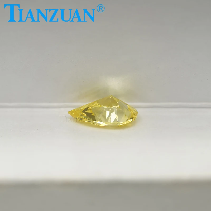 Lab Grown Diamond HPHT Pear Shape Fancy Vivid Yellow Color VVS1/VS1/SI1 2EX Loose Gemstone Bead with GEMID Certified