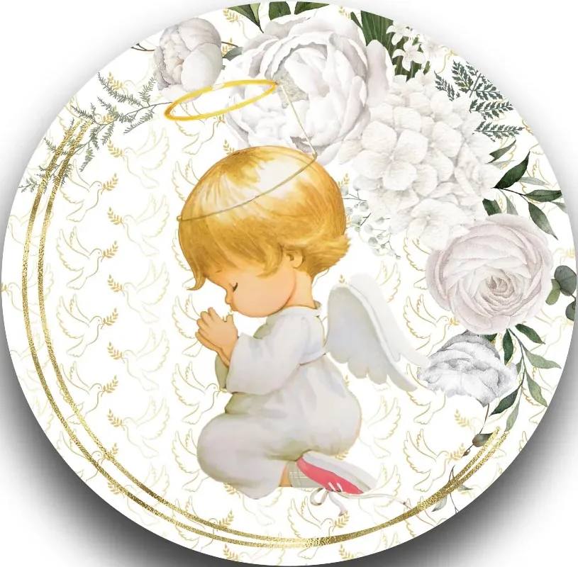 Mehofond التصوير خلفية دائرة مستديرة مي باوتيزو المعمودية يبارك الله الملاك التعميد ديكور الحفلات خلفية استوديو الصور