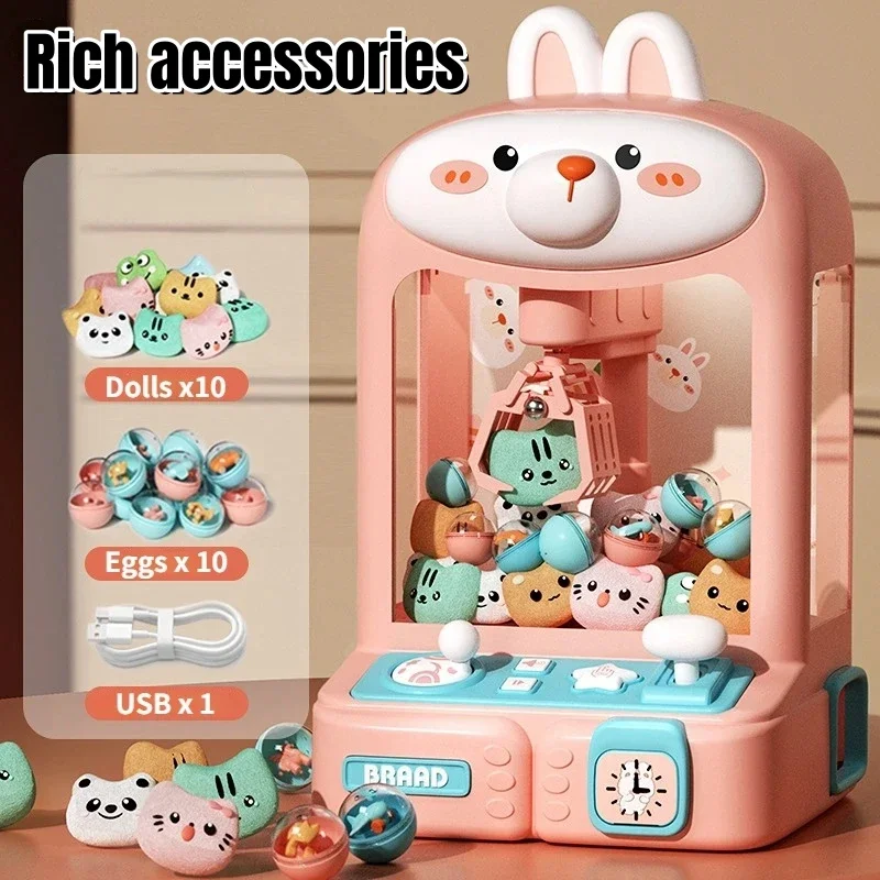 Mini Claw Machine Toys Electronic Arcade Game Adjustable Catch Doll Music candy Vending Machine Ideal Birthday Gift for Kids