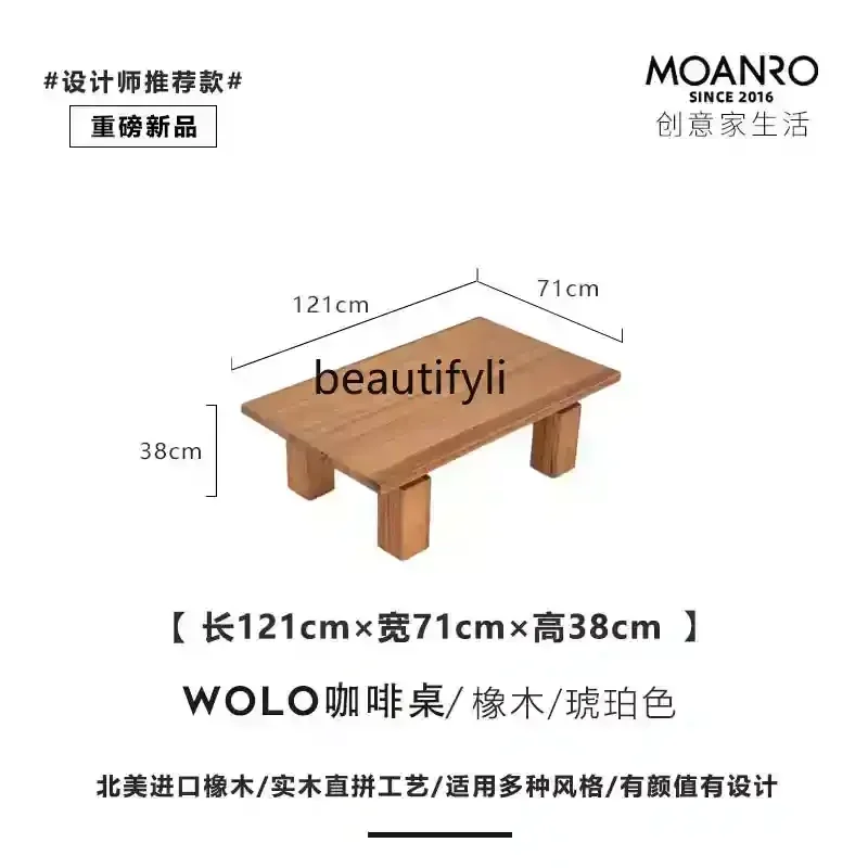 New Solid wood coffee table wabi wind coffee table living room square medieval tea table log retroA16