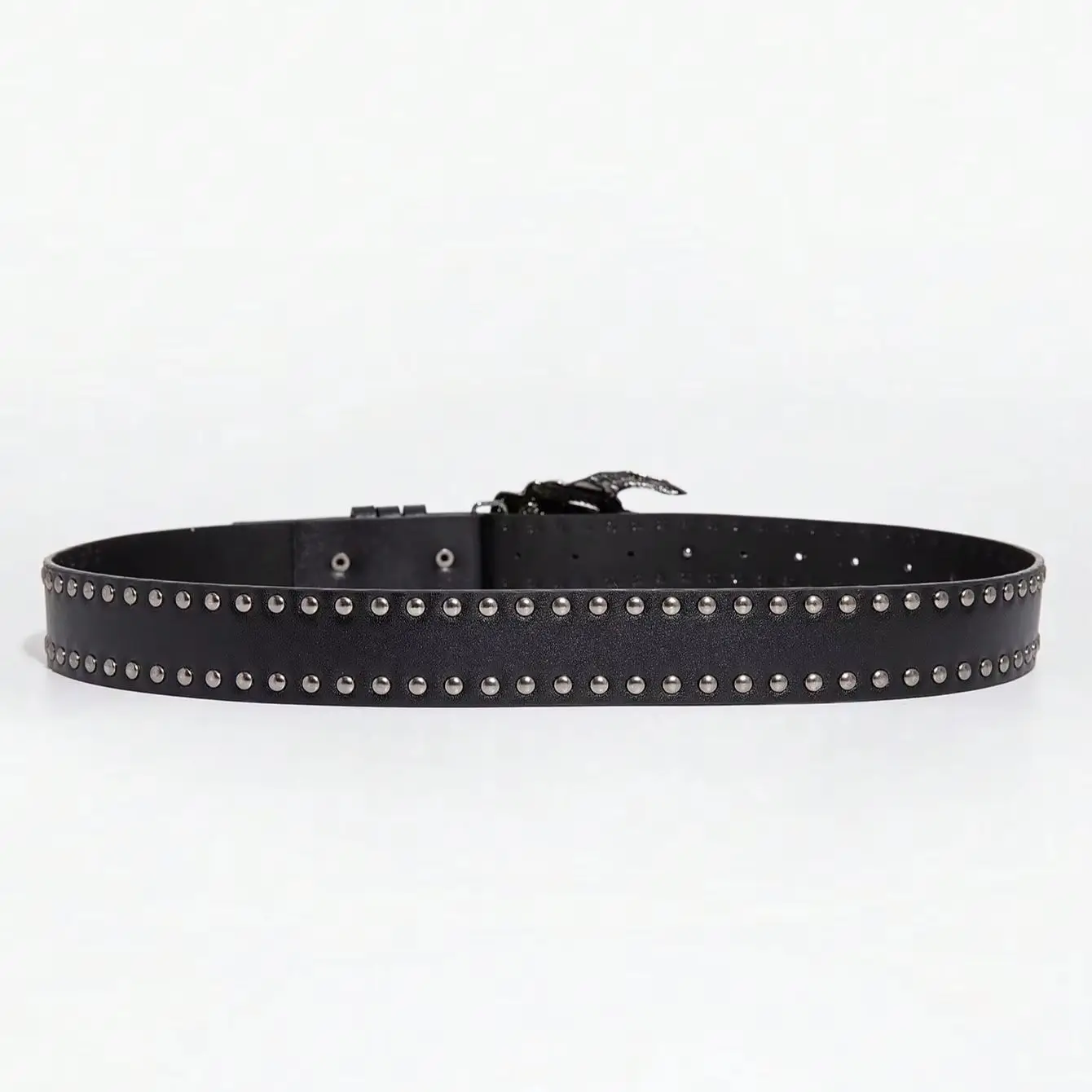 1pc women's vintage Y2K punk decorative black belt with a skull hand-shaped buckle, a unique versatile accessory belt view 3