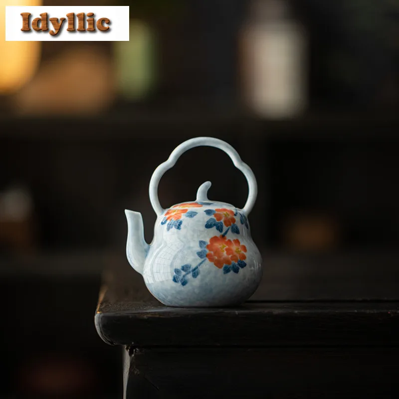 

170 мл ручная роспись синего цвета бегония чайник элегантный чайник чайник чайник с шариковым отверстием украшение для сервизов чая