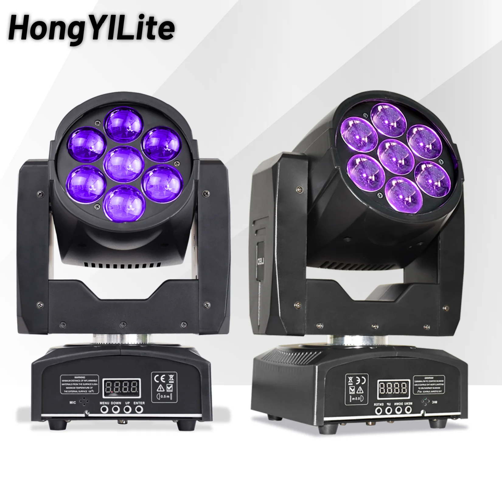 HongYiLite MINI Luz de lavado con zoom 7x12W RGBW 4 en 1 3-60 °   Zoom Beam DMX512 Control de sonido para escenario, boda, fiesta, DJ, Club, evento