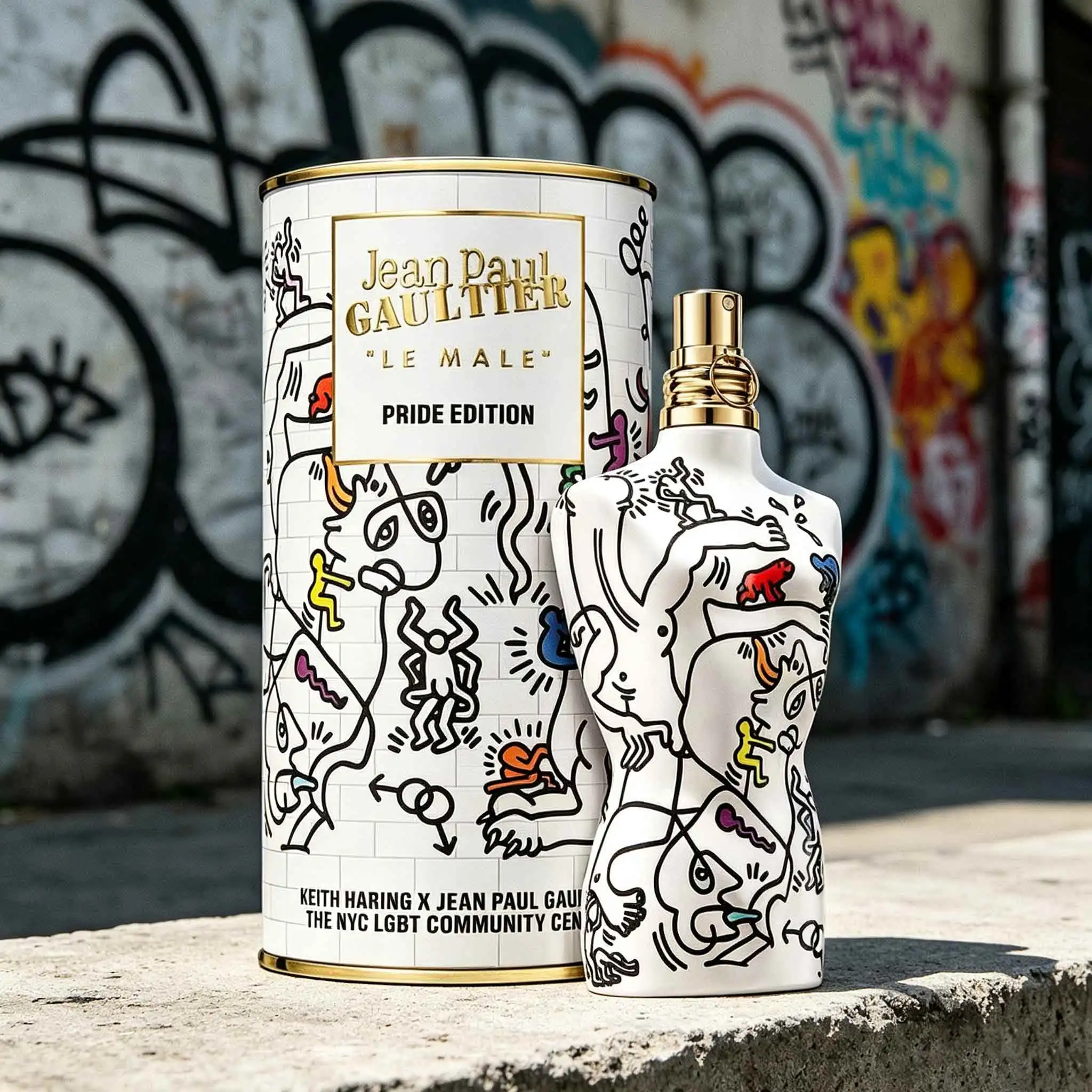 Jean Paul Gaultier Le Male Pride Edition. Highly Recognizable Artistic Graffiti Torso Bottle With Full Collectible Gift Tin. Timeless Fougere Aroma, Ideal Gift For Men With Unique Artistic Taste.