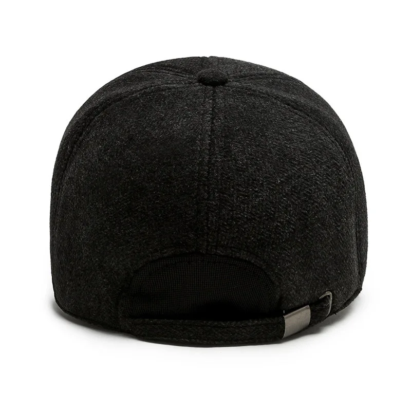 Men's Windproof Warm Fleece Lined Dad Cap Autumn Winter Casual Baseball Hat for Middle-Aged And Older with Ear Protection