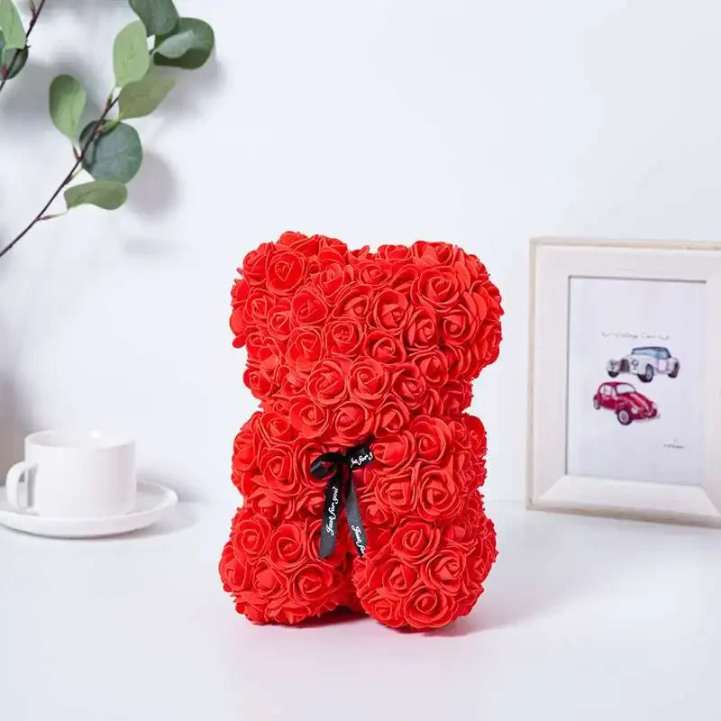 Rose bear teddy bear 25cm flower Artificial Rose Bear Flower a Gift for Women Christmas Valentine's Day Birthday Anniversary