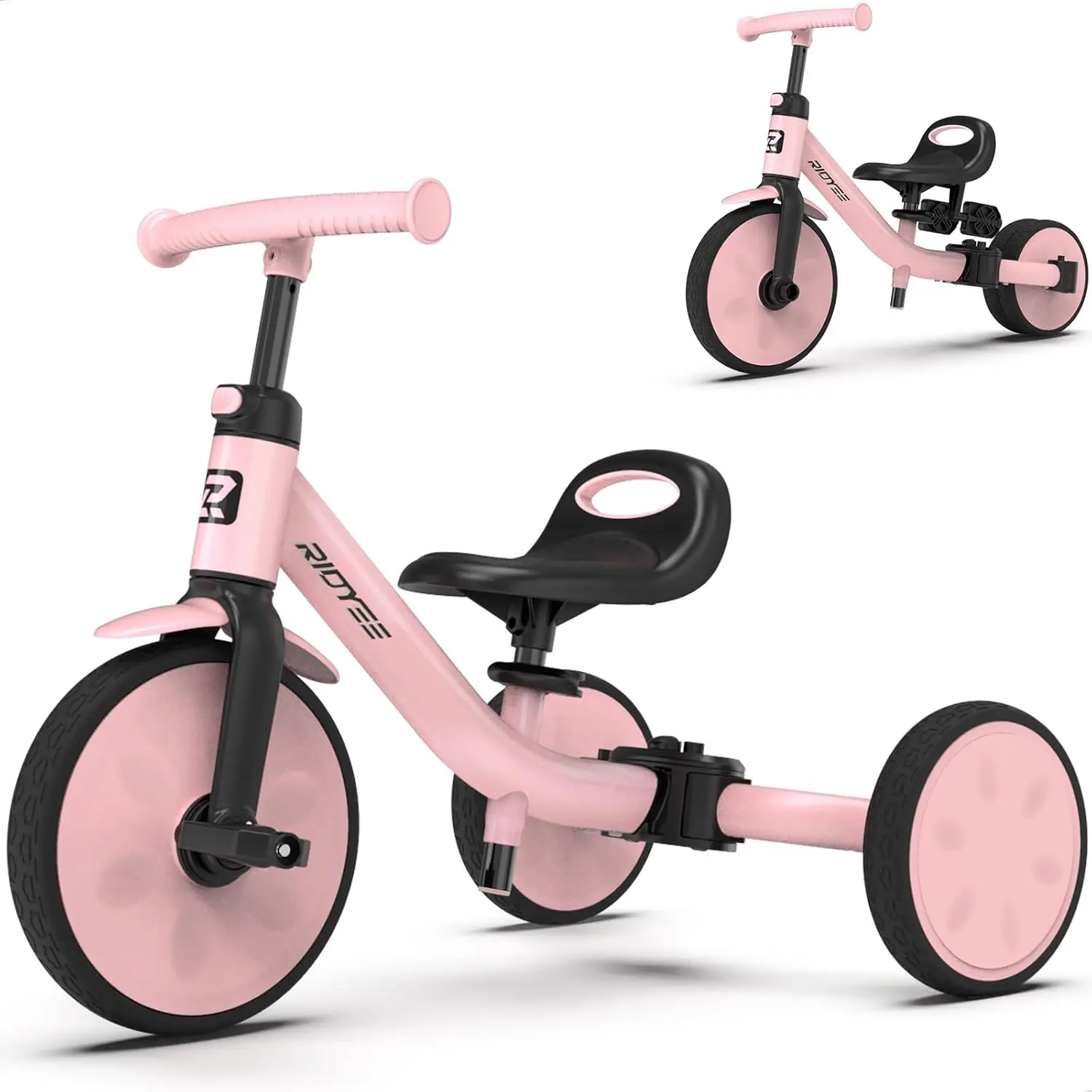 Tricycle pour tout-petits, 4 en 1, 18 mois à 3 ans, interrupteur de mode sans outil, tricycle pour tout-petits de 1.5 à 3 ans, recommandé en un clic