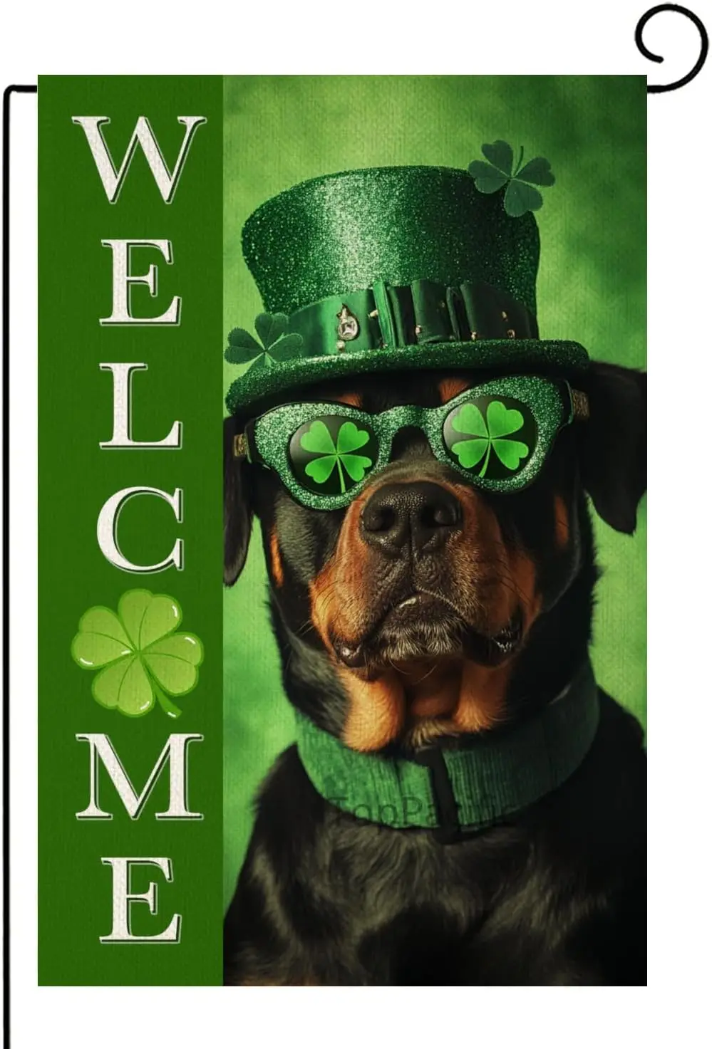 St Patricks Day Shamrocks Rottweiler Garden Flag 12x18 Inch Double Sided for Outside Small Welcome Green Clovers Linen St Pa zzo