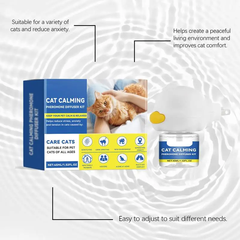 45ml Cat Calming Diffuser Cat Emotion Diffuser Long Lasting Pheromone Plug-in Relaxants Cat Calm Relaxing Reduce Fighting - Image 4