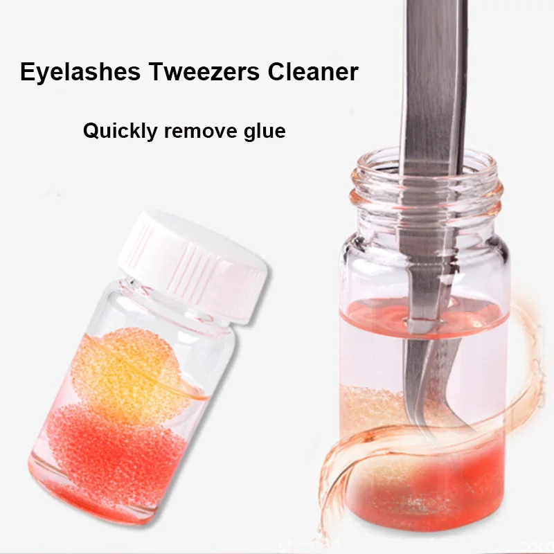 15ml Eyelashes Tweezers Cleaner Lash Glue Extension Supplies Cleaning Sponge Eyelash Glue Remover Liquid Tweezers Cleaner