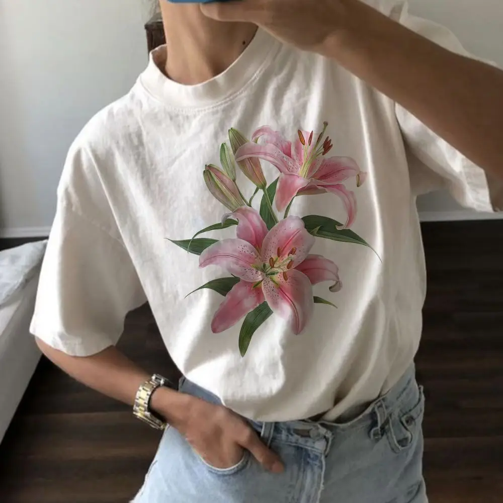 Comfort Colors Lily Flower T Shirt Neutral Aesthetic Floral T-shirt Women Summer Vintage Tee Top Nature Shirt Lily T-shirts