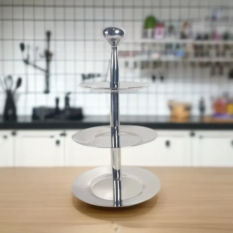 Nordic stainless steel three-layer shelf fruit cake cold food rack afternoon tea snack cake rack tray ornament