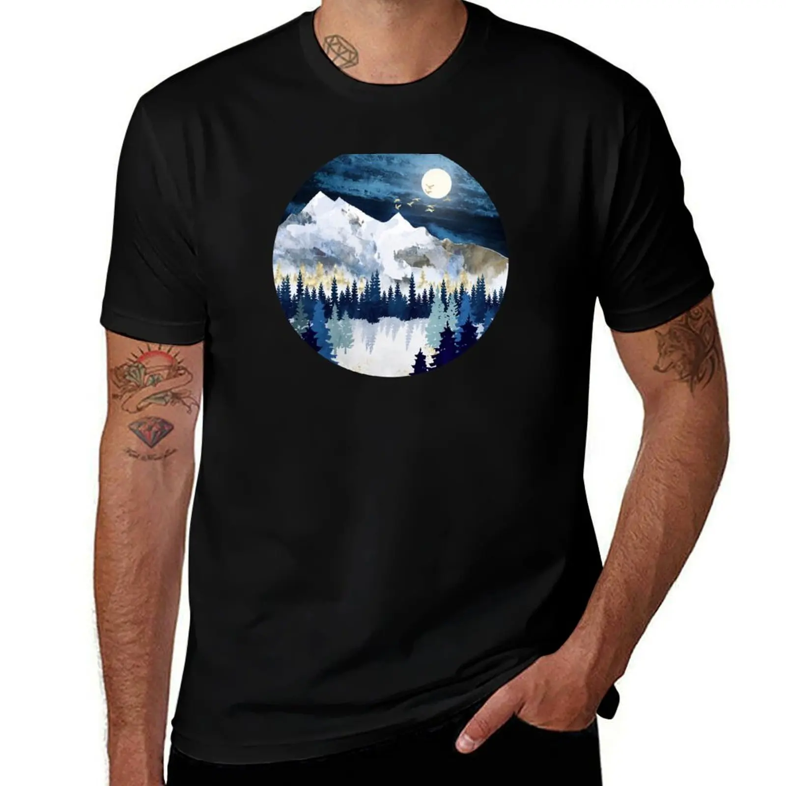 Moonlit Snow T-Shirt Holiday Vacation Tee Shirt