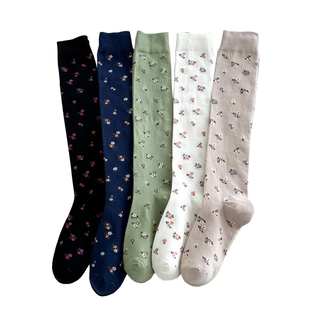 デイリーカジュアルロングストッキング女性かわいいプリントハッピーカーフソックス女性の韓国スタイルストリートサイクリングレッグウォーマー秋冬