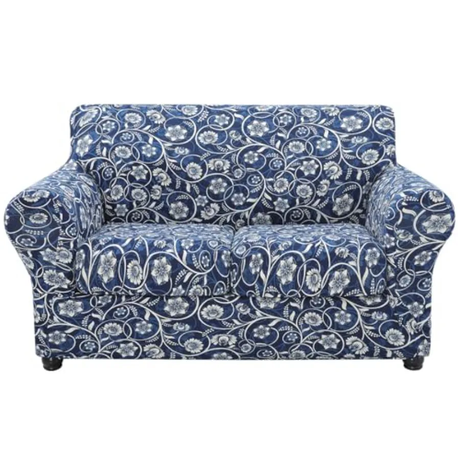 

Чехол для дивана-софа с цветочным узором, эластичный, с принтом, 3 предмета, для 2-местного дивана с отдельными подушками, моющийся