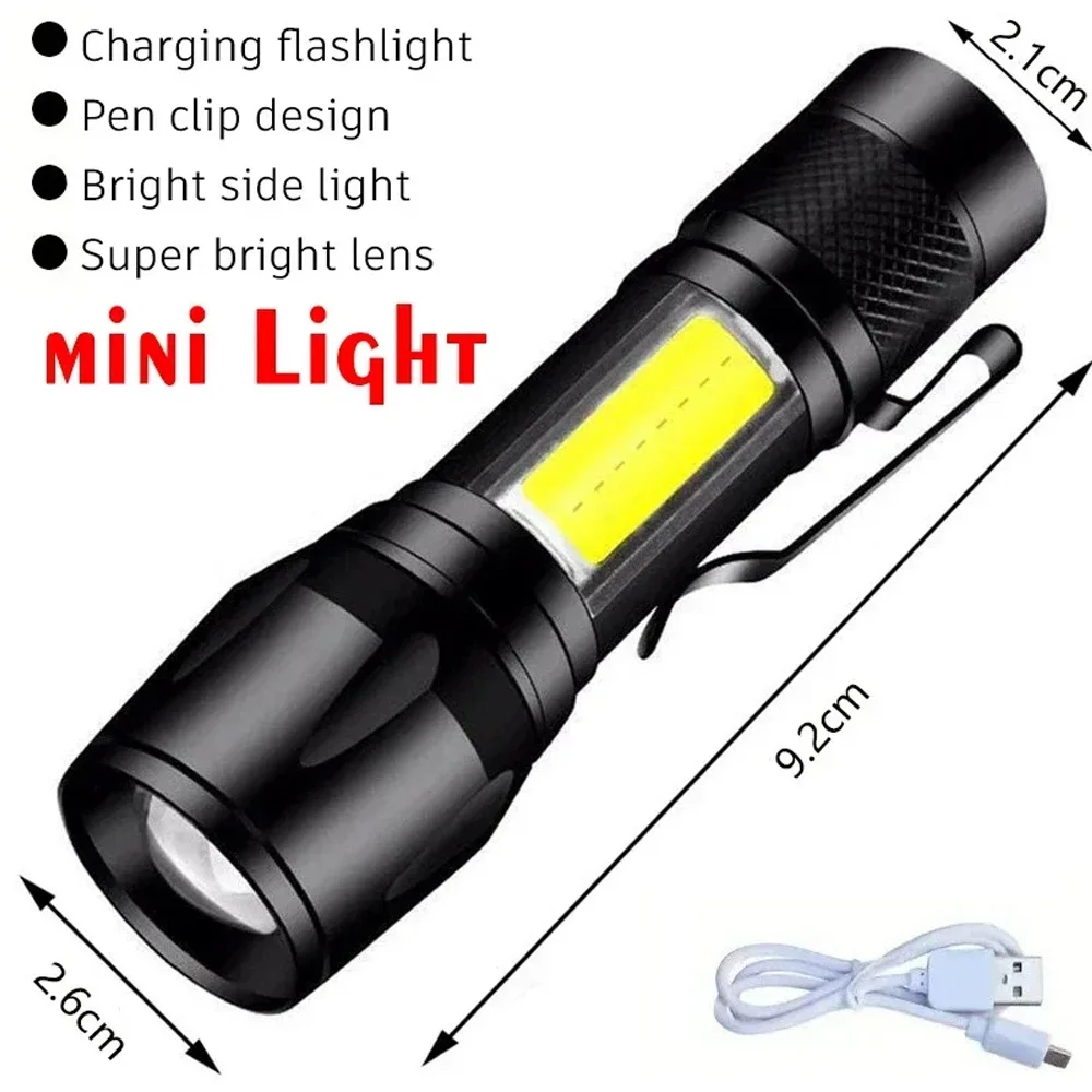 Ultrahelle LED-Taschenlampe, 1500 lm, Typ C, wiederaufladbar, mit großer Reichweite, Zoom, taktische Taschenlampe, für den Außenbereich, Notfall, Camping, Angeln, Laterne