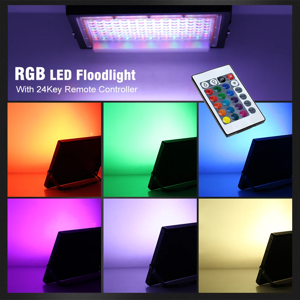 AC-220V LED الكاشف 50 واط 100 واط IP65 مقاوم للماء مصباح ألومنيوم الجسم SMD2835 سطوع عالية رقاقة في الهواء الطلق RGB مصباح ليد الكاشف