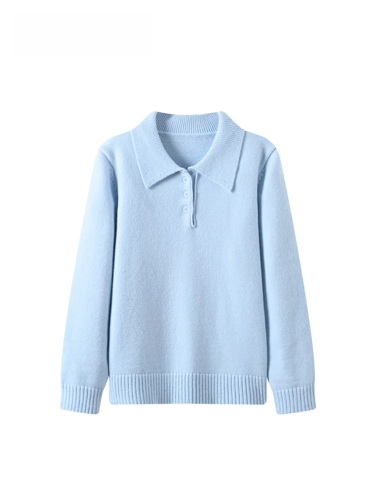 

Loose Long Sve Knitted Sweater for Women plus Size Autumn Winter New Sle Casual Flip Collar Fat Sister Lazy Sle Top