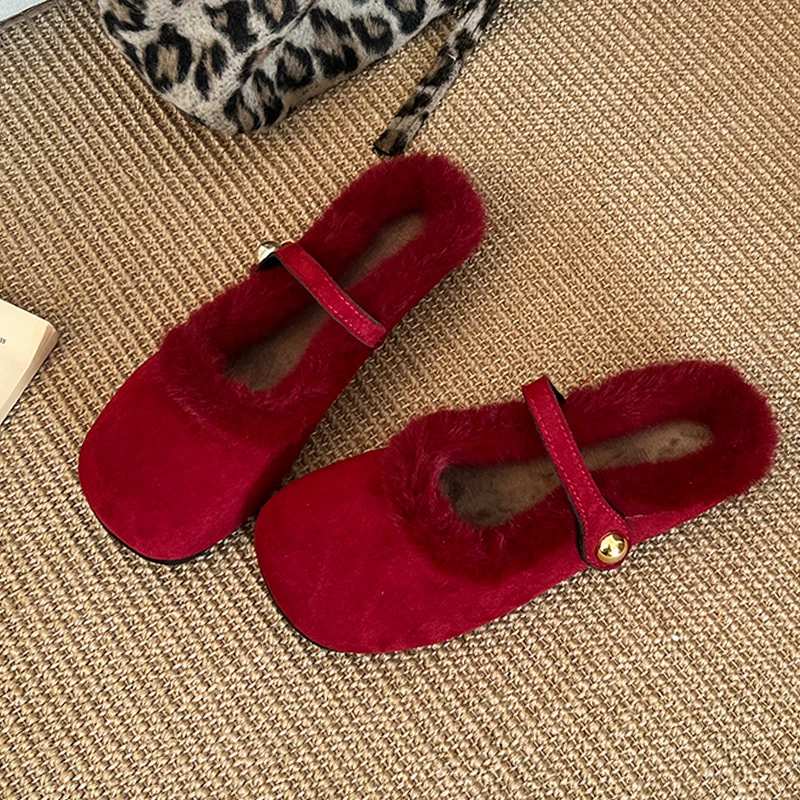 

Fur Women's Cotton Slippers Flats Suede Fashion Dress Shoes Designer Woman Boots Winter 2025 Casual New Cozy Femme Snow Boots
