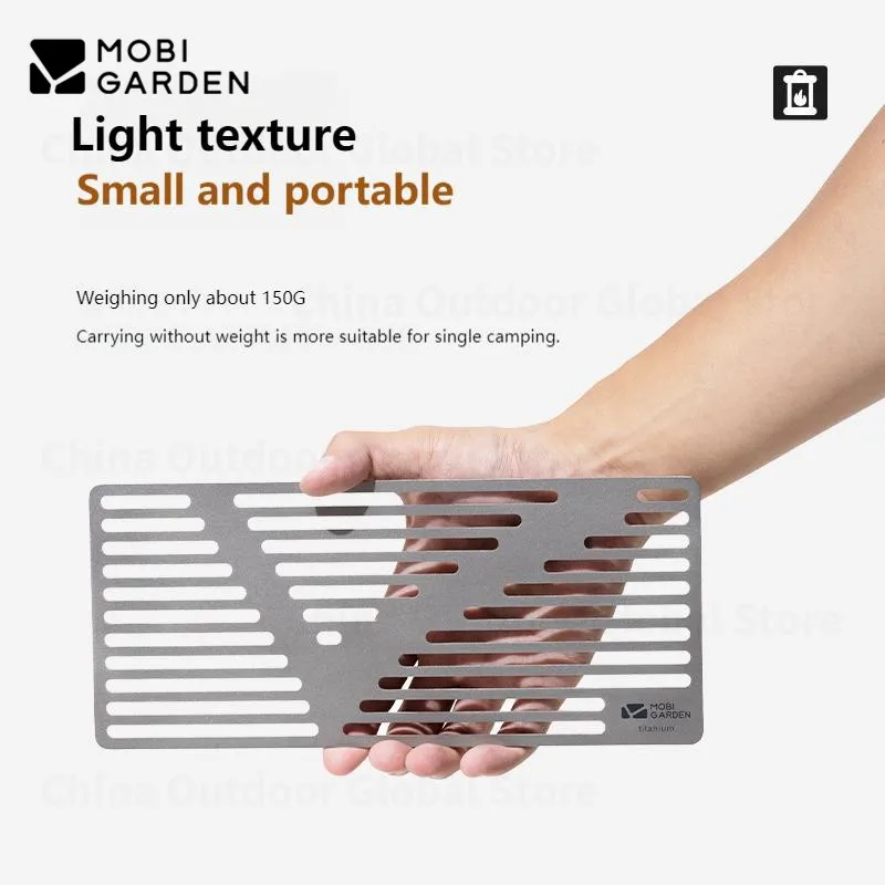 MOBI GARDEN Camping Outdoor Grill Rack Plate Portable Lightweight 150g Titanium Baking Picnic High Strength Stove Accessories