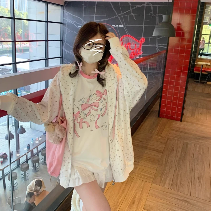 Original Spring Autumn Women's Coat Cartoon Embroidery Sunscreen Clothing Fashionable Versatile Thin Long-sleeved Sweatshirts