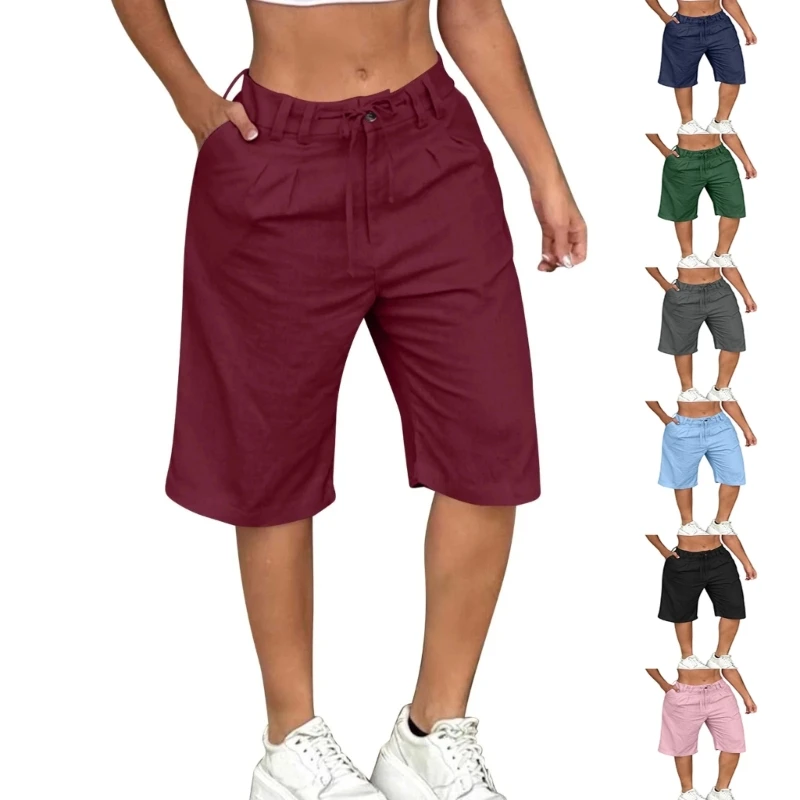 

Women's casual shorts with elastic waistband and pockets 6XDA