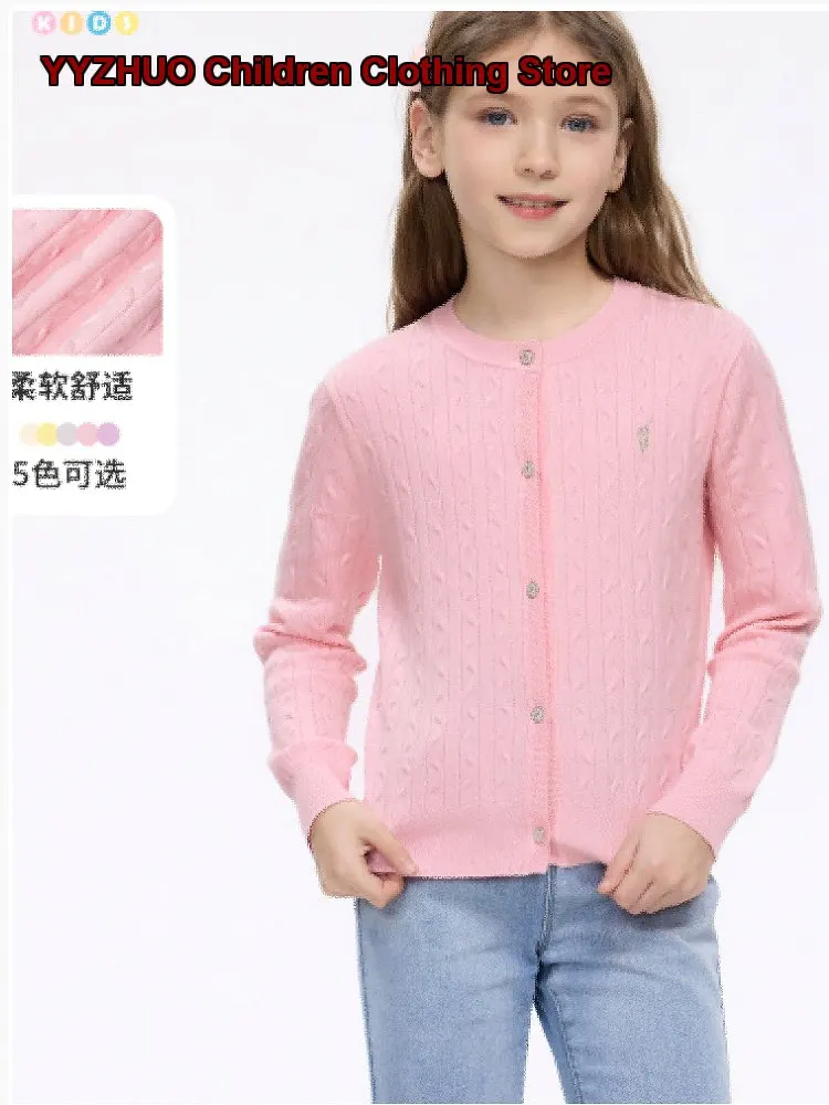 Girls Cardigan Kids Spring Long Sleeves Casual Knit Top Older Kids