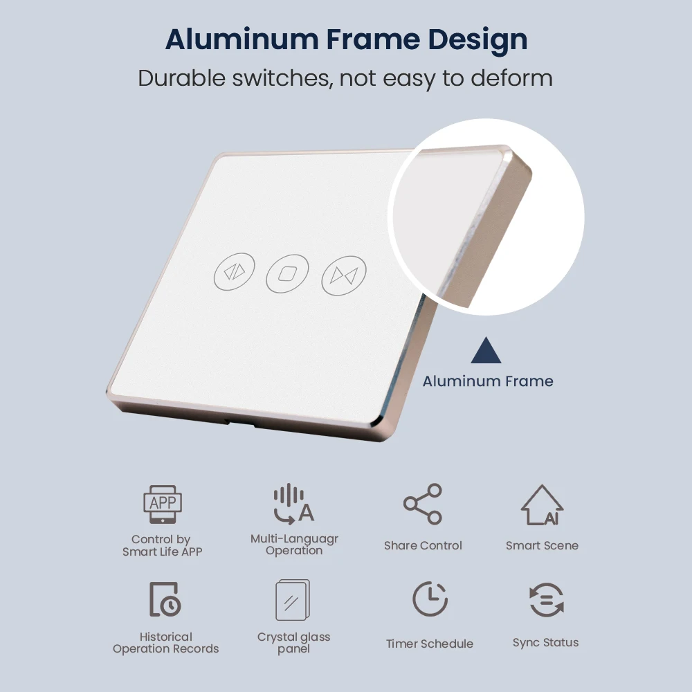 

WiFi Curtains Blinds Switch Gold Aluminum Frame Roller Shutters Motor Switch Backlight Style Google Home Alexa Tuya Smart Life