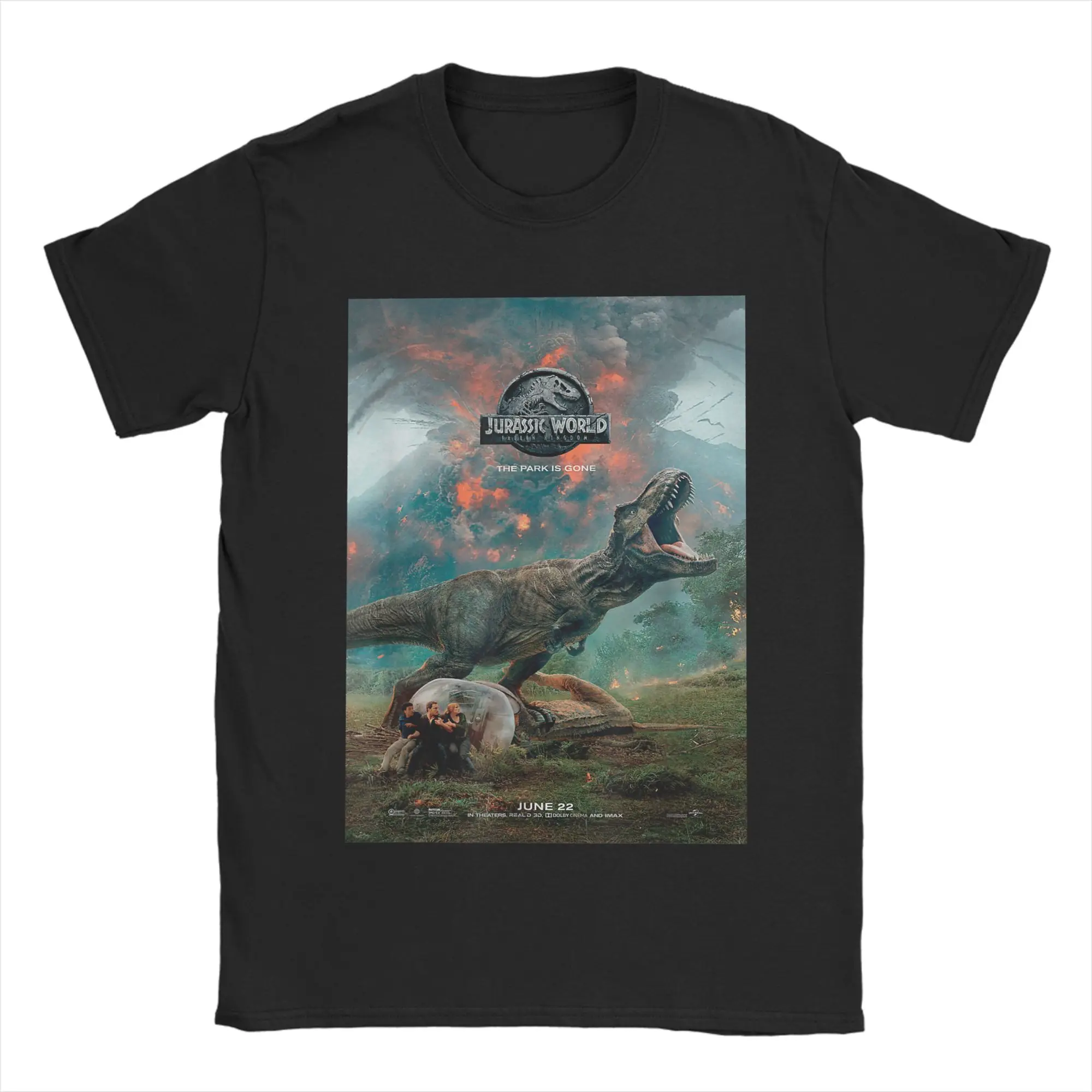 Camisetas con póster de Jurassic World Fallen Kingdom t-rex para hombre, camisetas informales 100% de algodón, camisetas con cuello redondo, ropa de manga corta