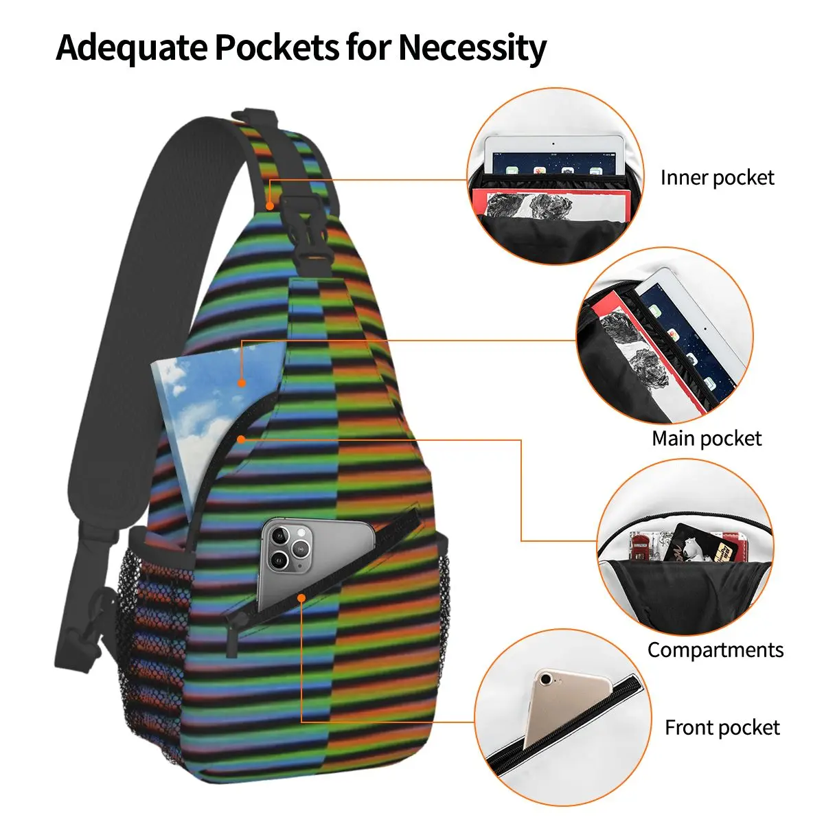 Carlos Cruz Diez Venezuela Chest Bag Men Sling Crossbody Backpack Chest Bag Traveling Hiking Daypack Shoulder Bag