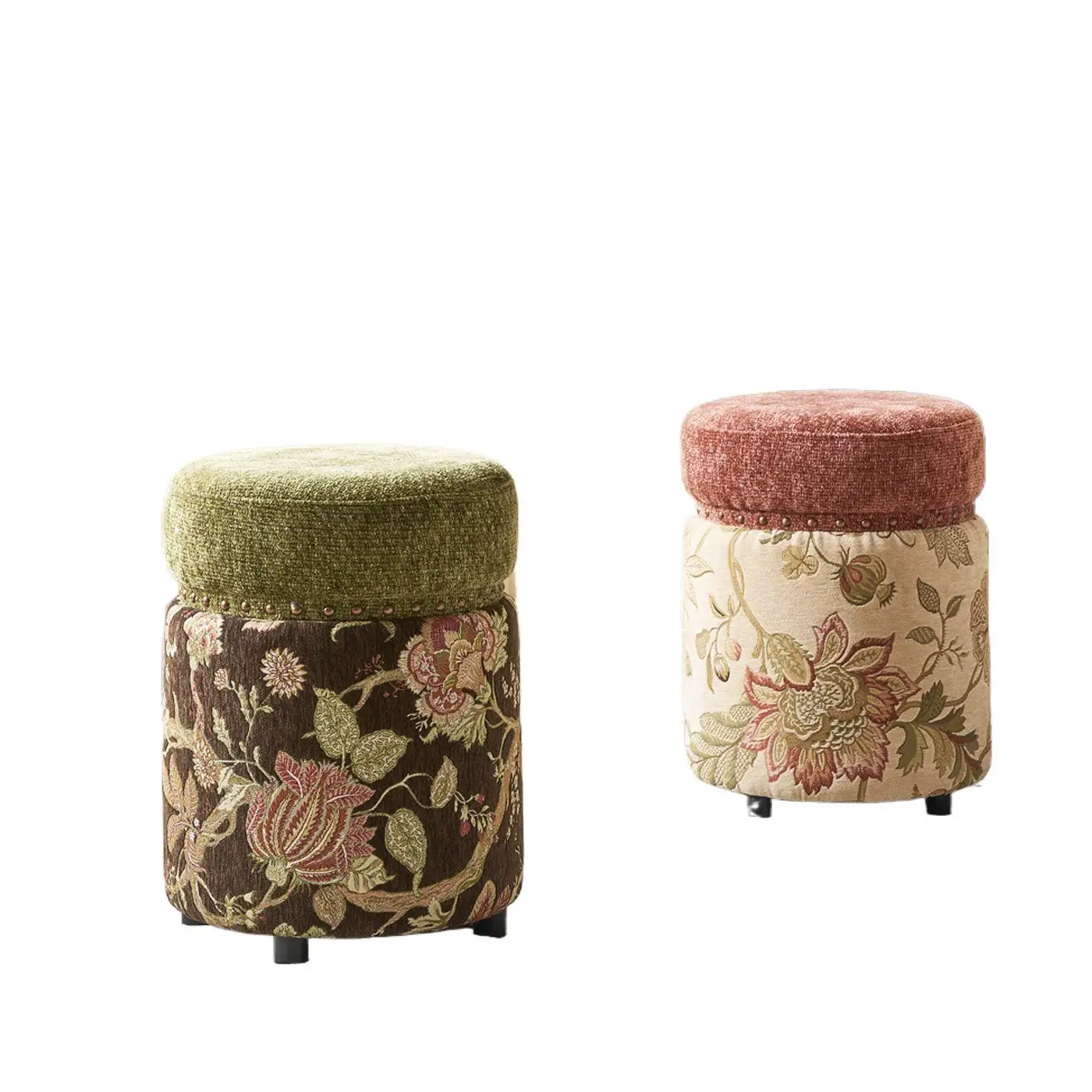 Small light luxury stool, high-end living room pier, Chinese-style medieval round stool, shoe change stool, household sofa sto