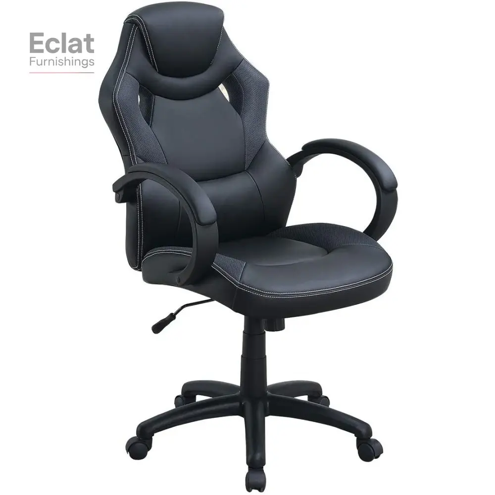 

Office Chair Upholstered 1pc Cushioned Comfort Chair Relax Gaming Office Work Black Color,Computer game chair, furniture