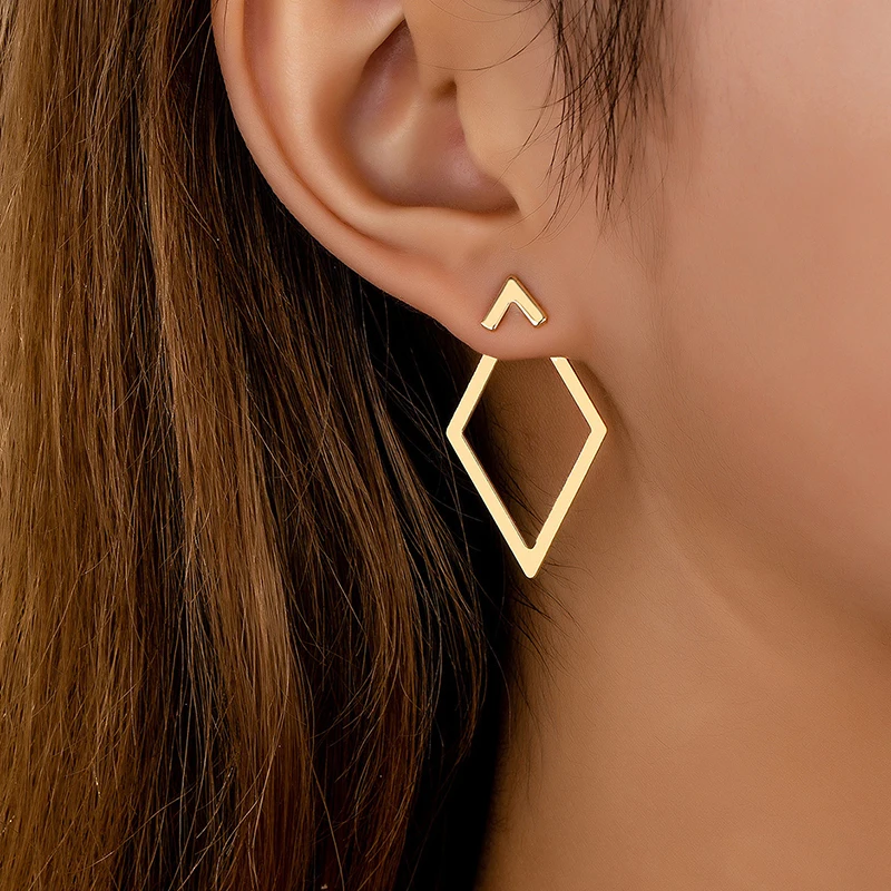 Boucles d'oreilles triangles géométriques minimalistes rétro pour femmes et filles, boucles d'oreilles polyvalentes, accessoires de bijoux à la mode, cadeaux, 1 paire