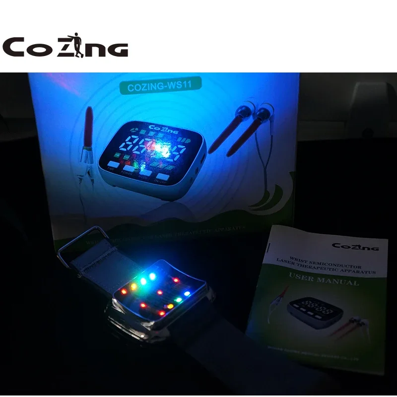 COZING Medical 4 Color Laser Therapy Acupuncture Watch Treatment Sinusitis Sore Tinnitus Lower Blood Pressure blood Clean Natura