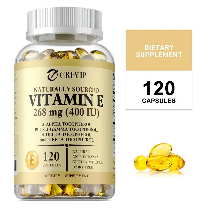 

Vitamin E - Antioxidant, Promotes Skin and Liver Health, Improves Blood Circulation, Maintains Overall Health, Non-GMO