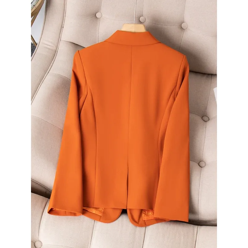 Orange Women's Suit Formal Blazer Office Ladies Female Long Sleeve Solid Slim Business Work Wear Jacket Coat Spring