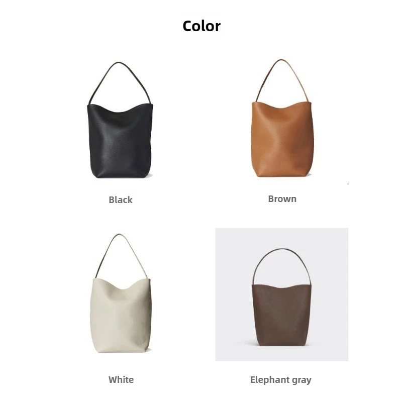 

High-end Niche Bucket Tote Bag: Large Capacity, Genuine Leather, Minimalist Fashion Shoulder Bag