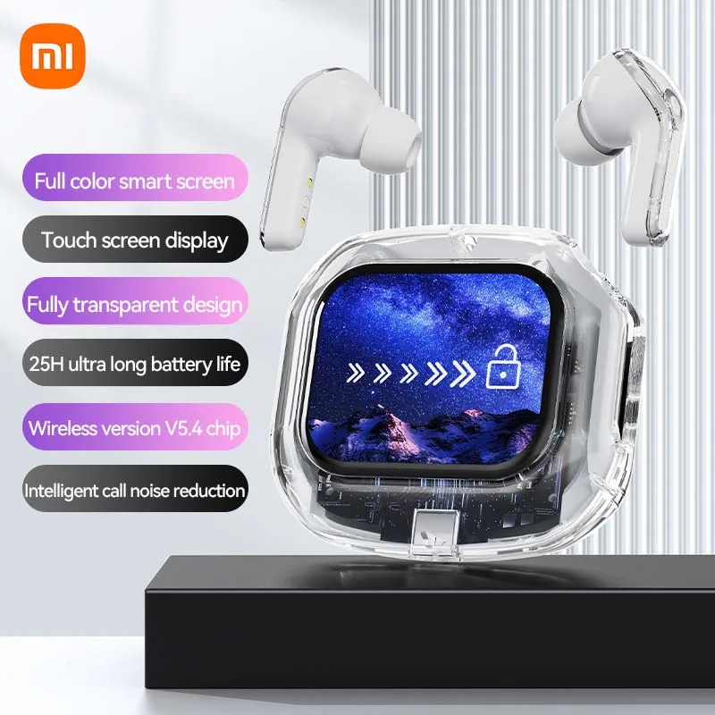 XIAOMI Q20 Bluetooth5.4 Earphones Smart Touch Color Screen Call Noise Reduction True Wireless HiFi Stereo Sound for Android IOS