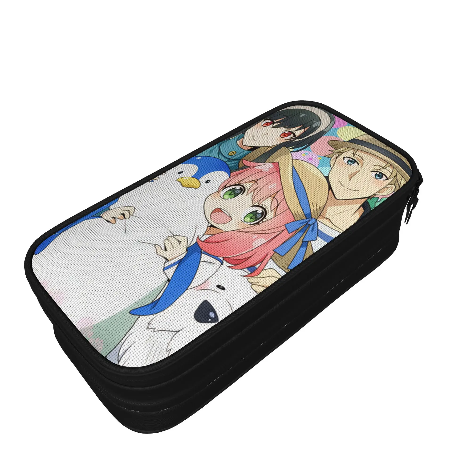 S-Spy Familys Pencil Case  Double Layer Pencil Bag Child Kawaii Large School Pencil Cases Stationery Organizer